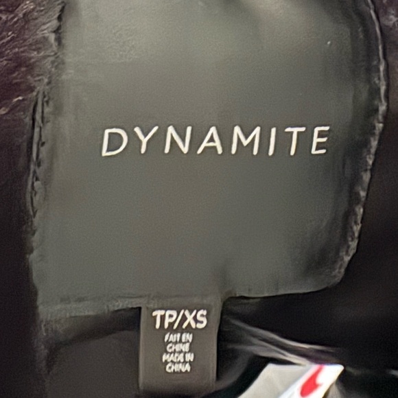 Dynamite Faux Fur Cropped Jacket XS Black Plush Coat - Picture 5 of 5